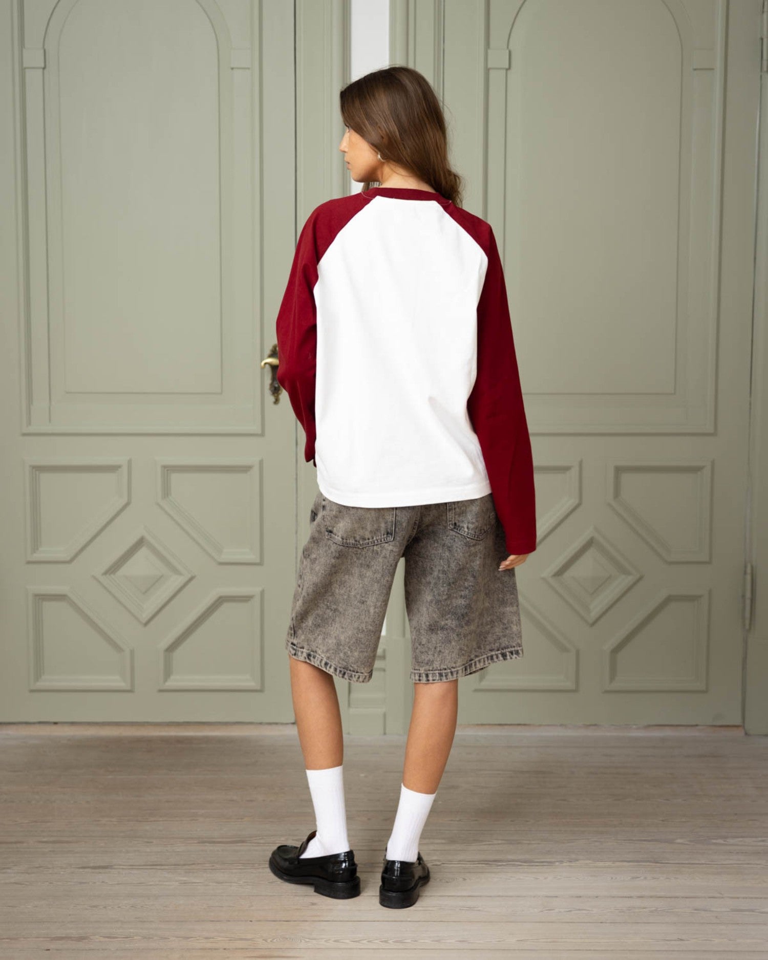 Raglan Longsleeve T-shirt White/Bordeaux